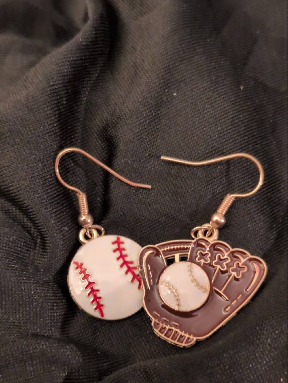 Baseball Glove and Ball Earrings - Gold Tone - Picture 8 of 8